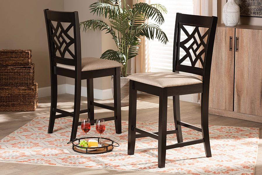 Wholesale Interiors Barstools - Nicolette Dark Brown Finished Wood 2-Piece Counter Stool Set