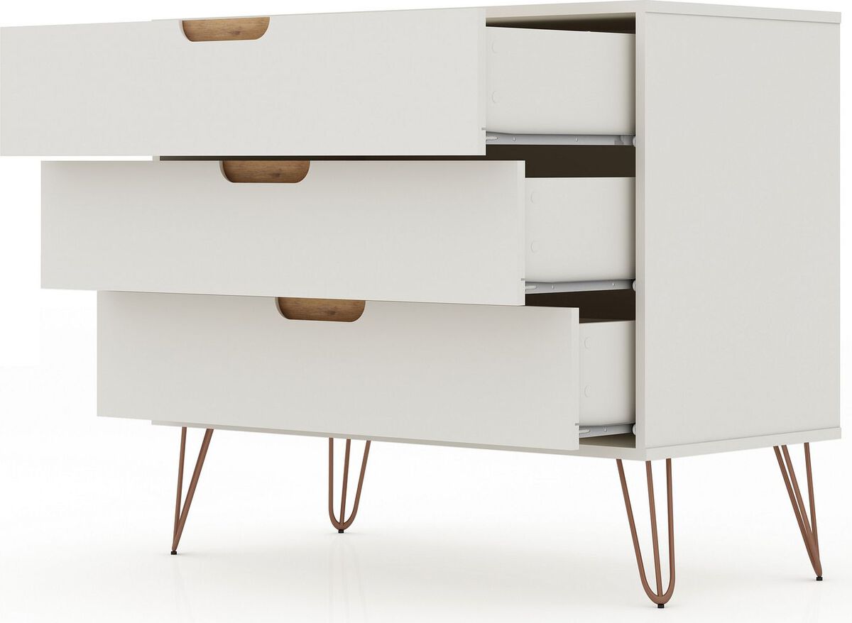 Manhattan Comfort Dressers - Rockefeller Mid-Century- Modern Dresser with 3- Drawers in