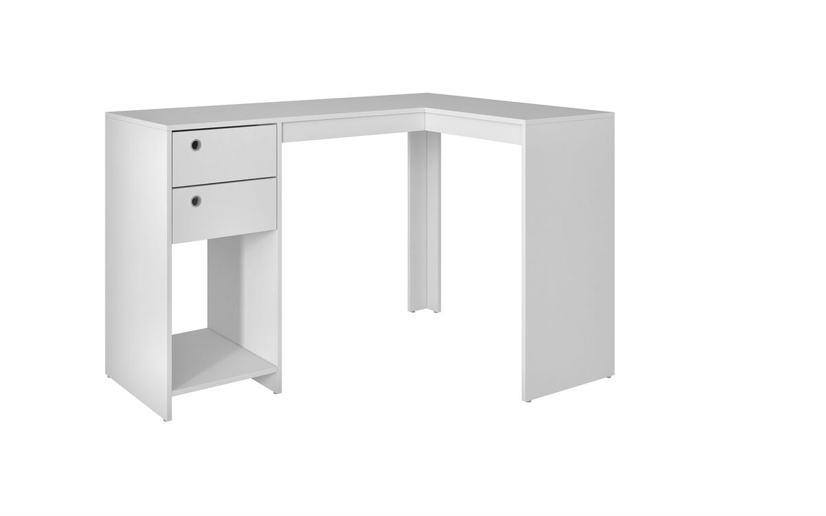 Manhattan Comfort Desks - Modest Palermo Classic "L" Shaped Desk with 2 Drawers & 1 Cubby in White