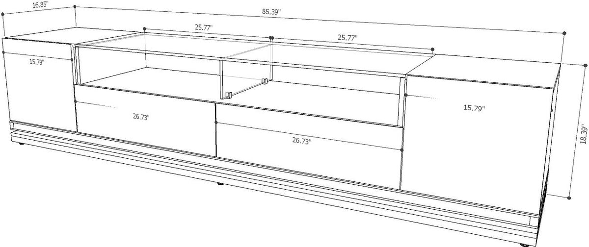 Manhattan Comfort TV & Media Units - Vanderbilt TV Stand with LED Lights in Off White & Maple Cream