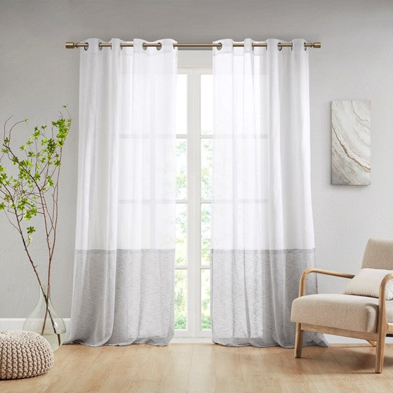 Olliix.com Curtains - Dual-colored Curtain Panel (Single) White/Grey