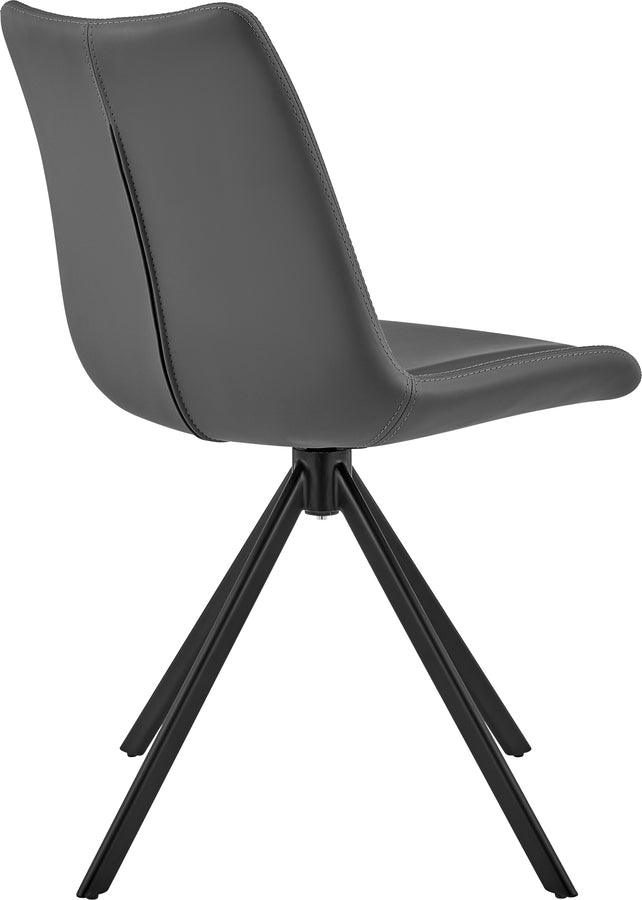 Euro Style Accent Chairs - Vind Swivel Side Chair in Gray Leatherette with Black Steel Legs - Set of 1