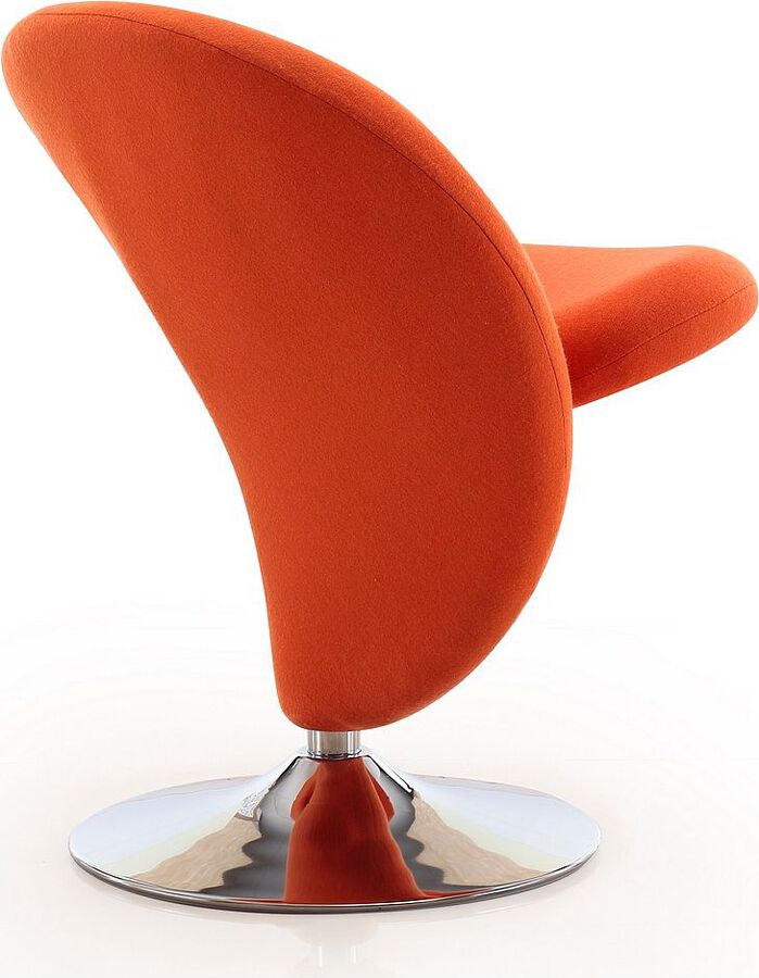 Manhattan Comfort Accent Chairs - Curl Orange & Polished Chrome Wool Blend Swivel Accent Chair (Set of 2)