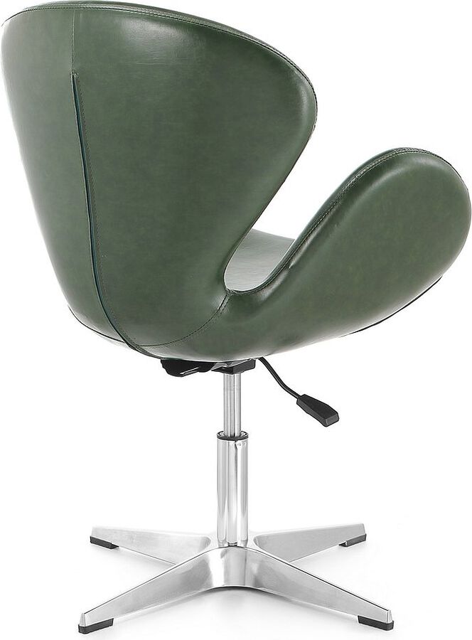 Manhattan Comfort Accent Chairs - Raspberry Forest Green & Polished Chrome Faux Leather Adjustable Swivel Chair