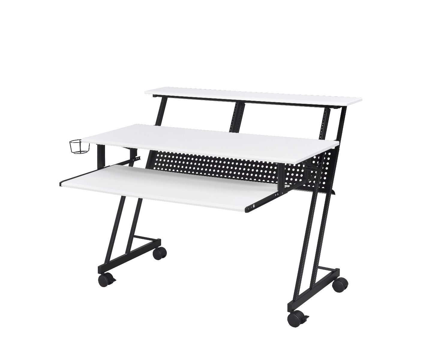 ACME Music Desk - ACME Suitor Music Recording Studio Desk, White & Black