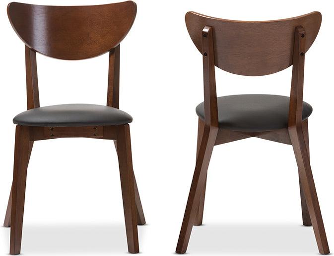 Wholesale Interiors Dining Chairs - Sumner Mid-Century Black Faux Leather and Walnut Brown Dining Chair