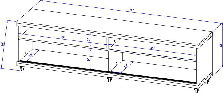 Manhattan Comfort TV & Media Units - Utopia 70.47" TV Stand with Splayed Wooden Legs and 4 Shelves in Off White and Maple Cream