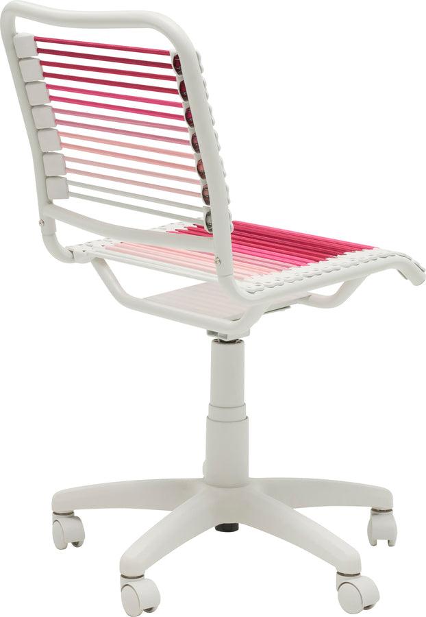 Euro Style Task Chairs - Bungie Low Back Office Chair in Blush with White Frame and Base