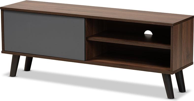 Wholesale Interiors TV & Media Units - Mallory Two-Tone Walnut Brown and Grey Finished Wood TV Stand