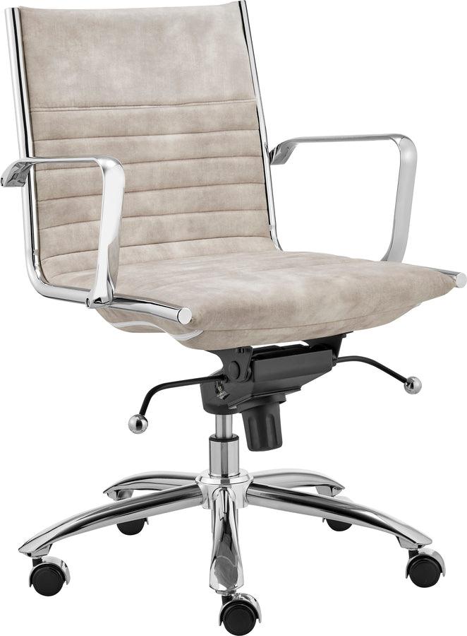 Euro Style Task Chairs - Dirk Low Back Office Chair in Velvet Beige