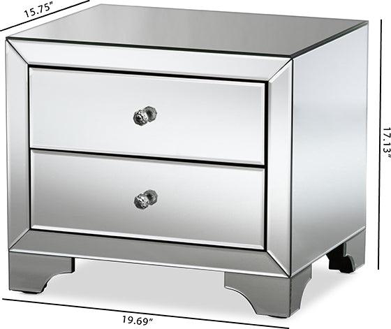 Wholesale Interiors Nightstands & Side Tables - Farrah Nightstand Silver Mirrored