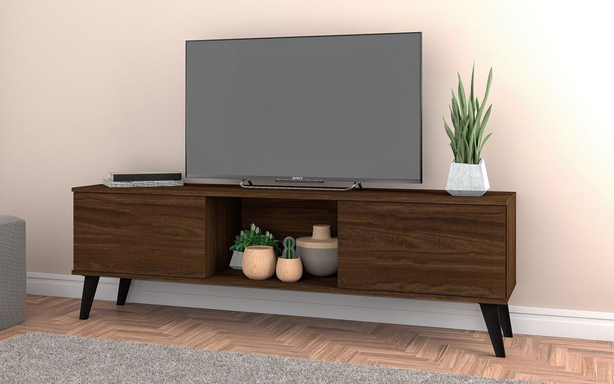 Manhattan Comfort TV & Media Units - Doyers 62.20 Mid-Century Modern TV Stand in Nut Brown