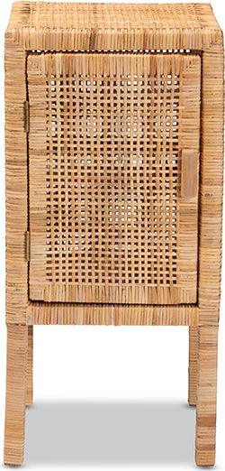 Wholesale Interiors Nightstands & Side Tables - Vivan Modern Bohemian Natural Brown Rattan 1-Door Nightstand