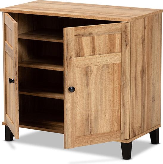 Glidden Oak Brown Finished Wood 2 Door Shoe Storage Cabinet