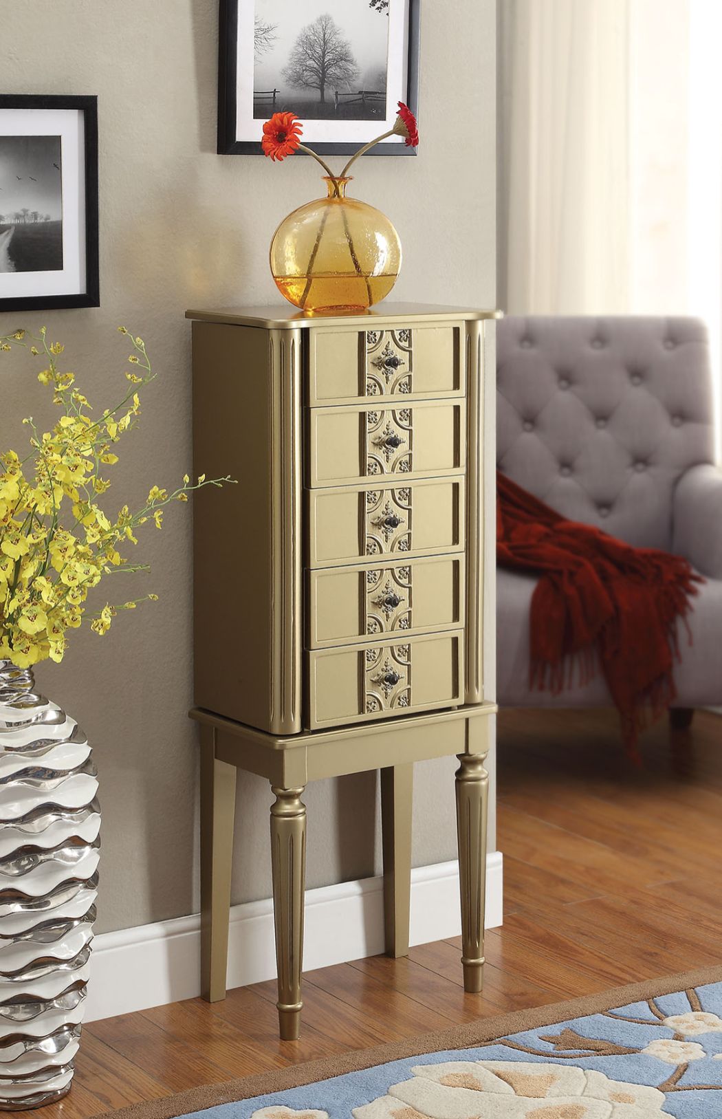 ACME Jewelry Armoire - ACME Tammy Jewelry Armoire, Gold