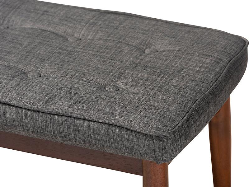 Wholesale Interiors Benches - Itami Mid-Century Modern Dark Gray Fabric Upholstered Medium Oak Finished Wood Dining