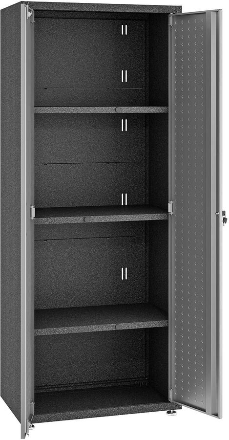 Manhattan Comfort Buffets & Cabinets - Fortress Textured Metal 75.4" Garage Cabinet with 4 Adjustable Shelves in Gray