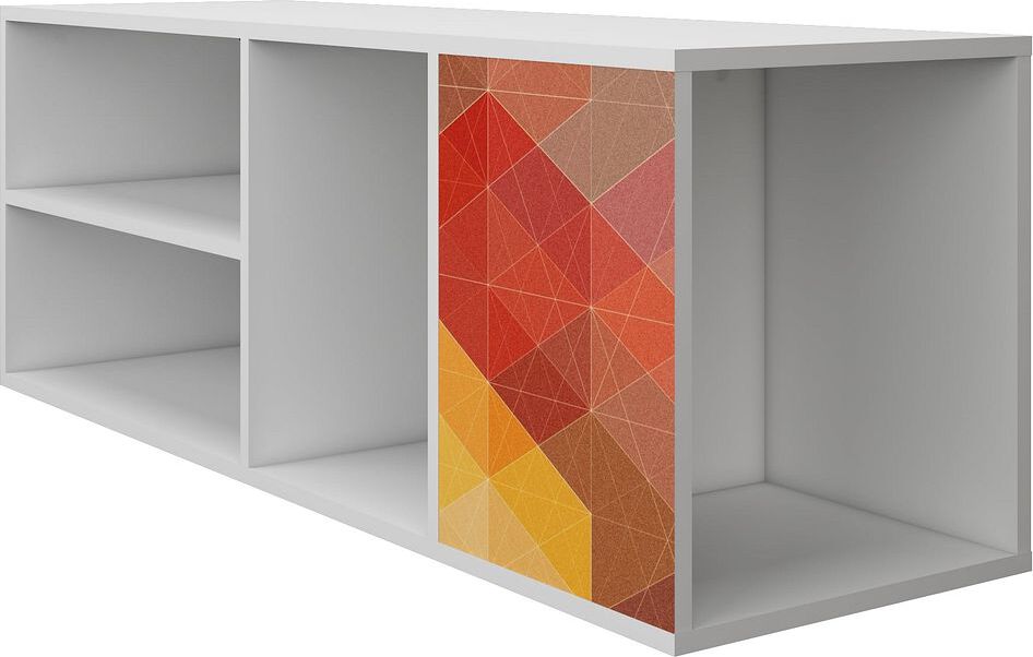 Manhattan Comfort TV & Media Units - Minetta 46" Floating Entertainment Center with 4 Shelves in White, Red, Yellow Stamp