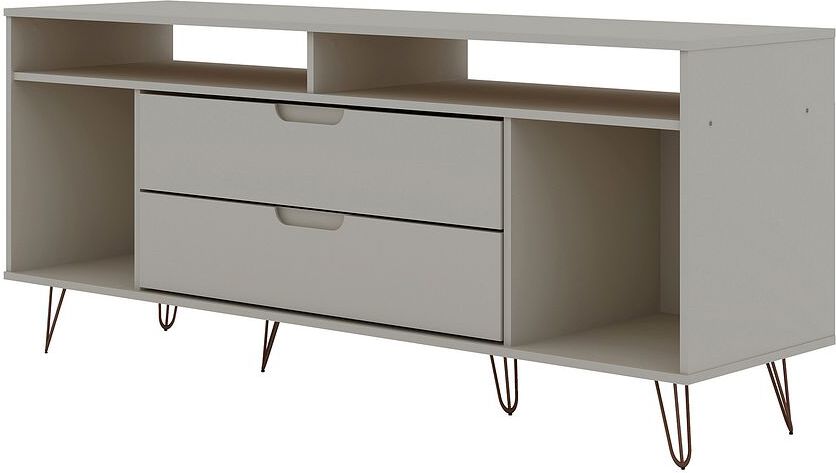 Manhattan Comfort TV & Media Units - Rockefeller 62.99 TV Stand with Metal Legs & 2 Drawers in Off White