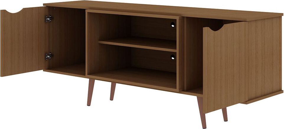 Manhattan Comfort TV & Media Units - Hampton 62.99 TV Stand with 4 Shelves & Solid Wood Legs in Maple Cream