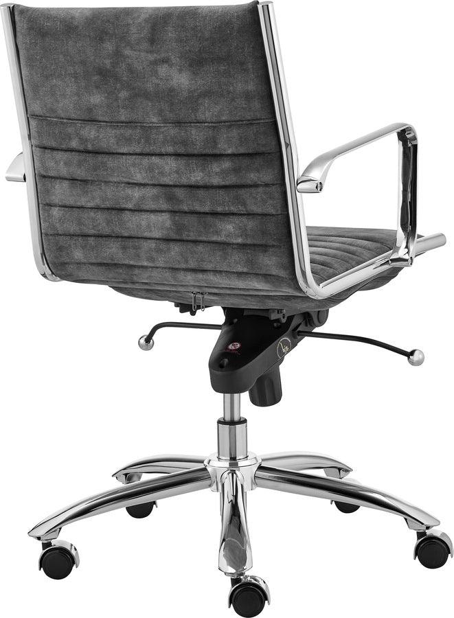 Euro Style Task Chairs - Dirk Low Back Office Chair in Velvet Gray