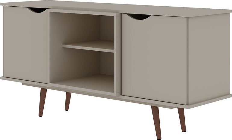 Manhattan Comfort TV & Media Units - Hampton 53.54 TV Stand with 4 Shelves & Solid Wood Legs in Off White