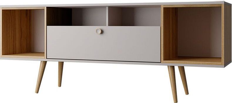 Manhattan Comfort TV & Media Units - Theodore 62.99 TV Stand with 6 Shelves in Off White & Cinnamon