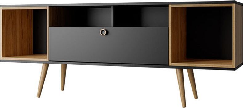 Manhattan Comfort TV & Media Units - Theodore 62.99 TV Stand with 6 Shelves in Black & Cinnamon