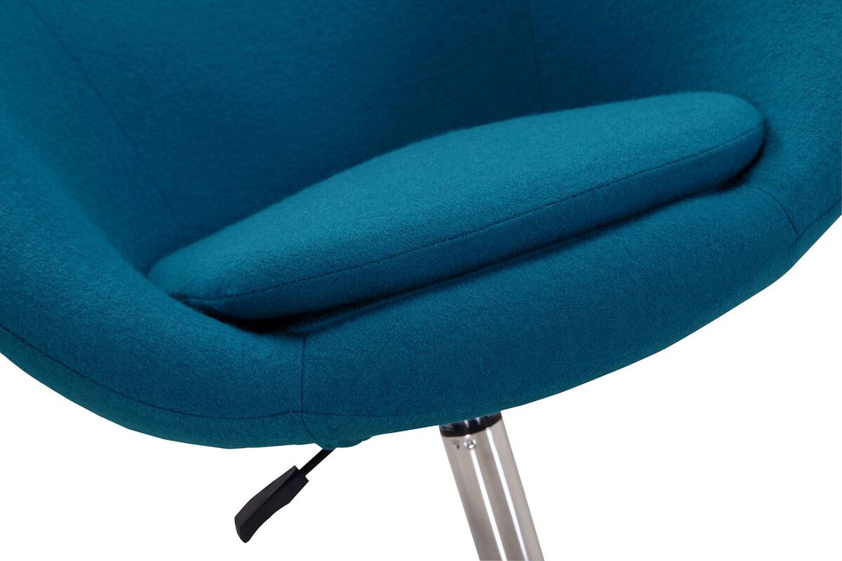 Manhattan Comfort Accent Chairs - Hopper Blue & Polished Chrome Wool Blend Adjustable Height Chair