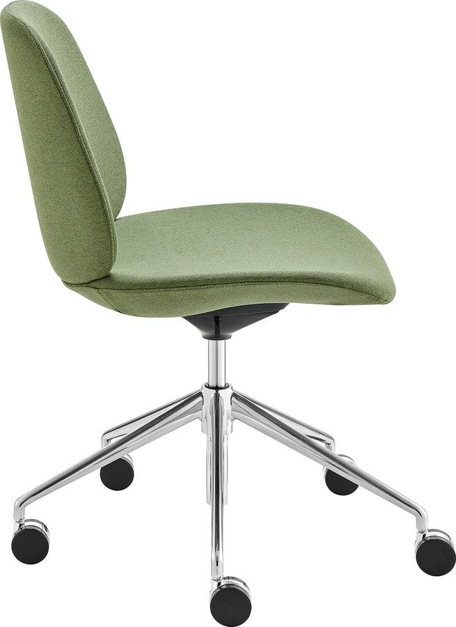 Euro Style Task Chairs - Lyle Office Chair without Armrests in Green Fabric with Polished Aluminum Base