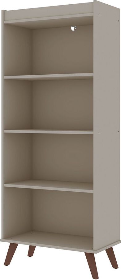 Manhattan Comfort Bookcases & Display Units - Hampton 4-Tier Bookcase with Solid Wood Legs in Off White