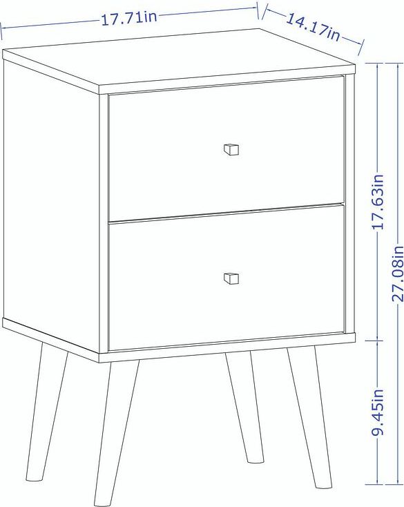 Manhattan Comfort Nightstands & Side Tables - Liberty Nightstand 2.0 in White and 3D Brown Prints