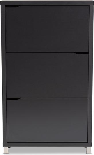 Simms Contemporary Dark Grey Wood Shoe Storage Cabinet with 6 Fold