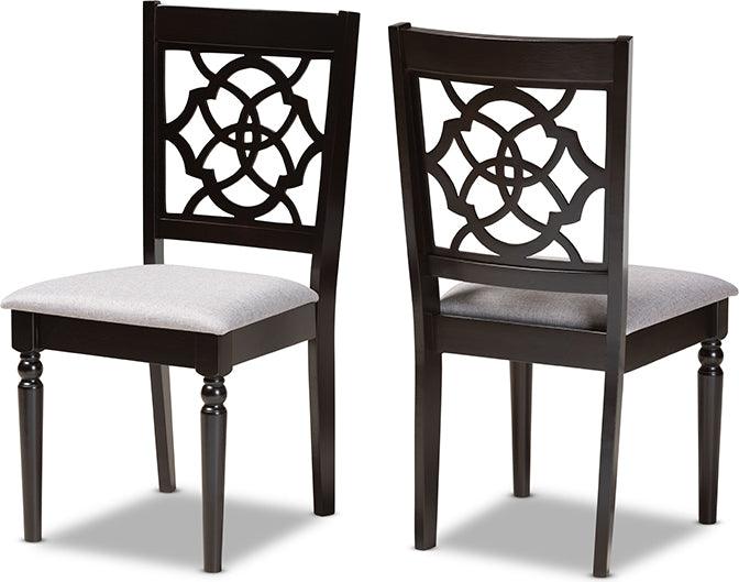 Wholesale Interiors Dining Chairs - Renaud Contemporary Grey Fabric and Brown Wood 2-Piece Dining Chair Set