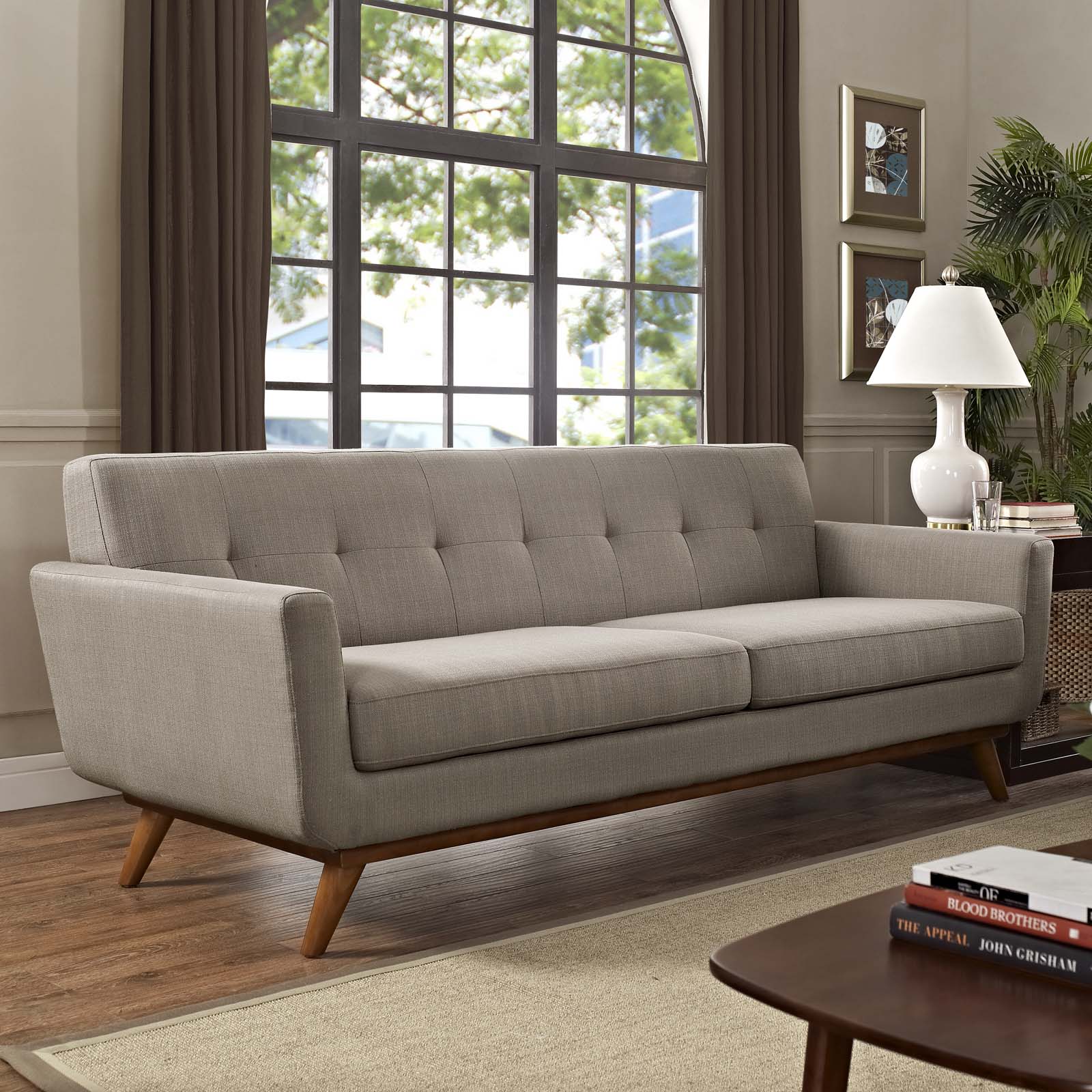 Modern 90.5'' Fabric Sofa with Removable Pillows and Thick Seat