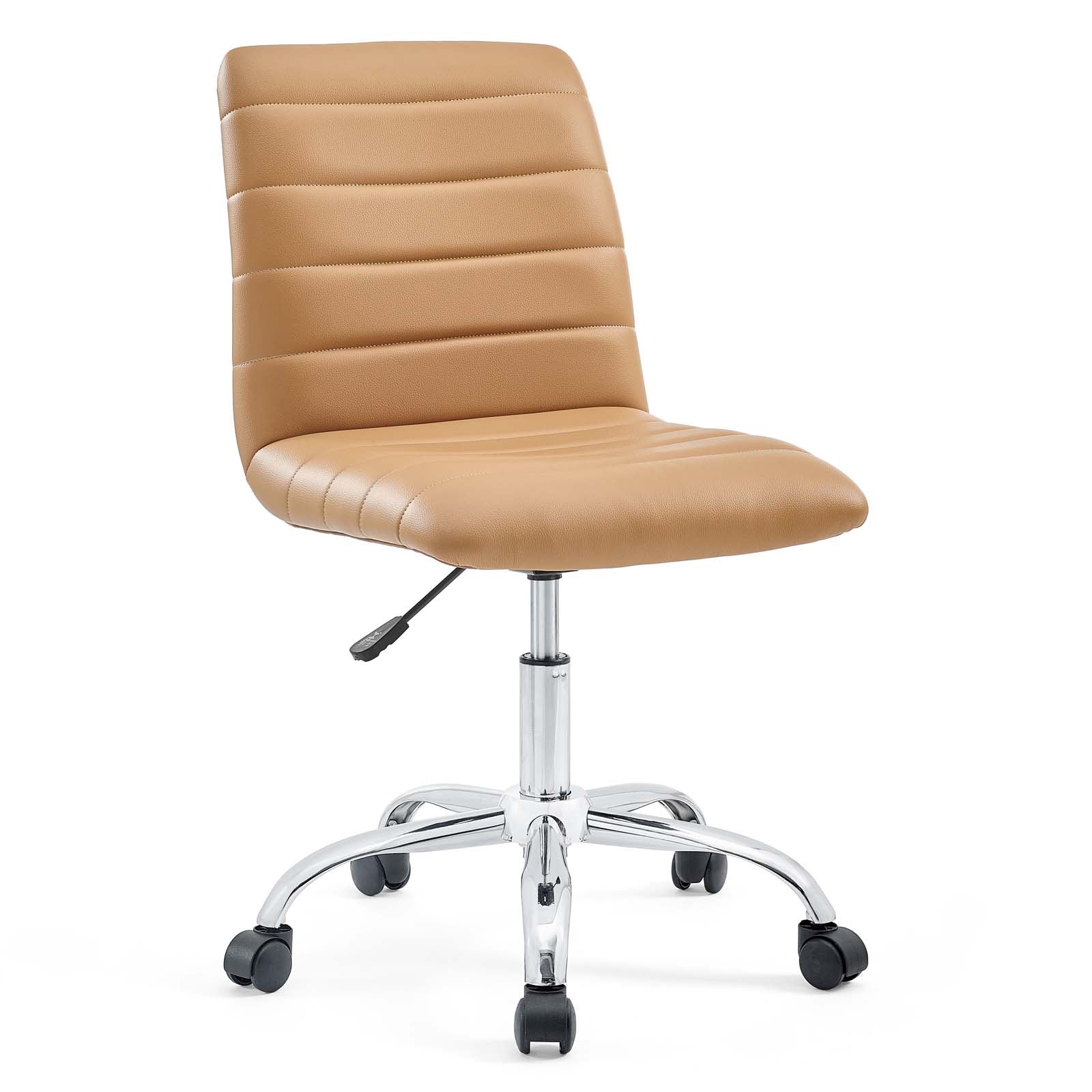 Modway Task Chairs - Ripple Armless Mid Back Vinyl Office Chair Tan