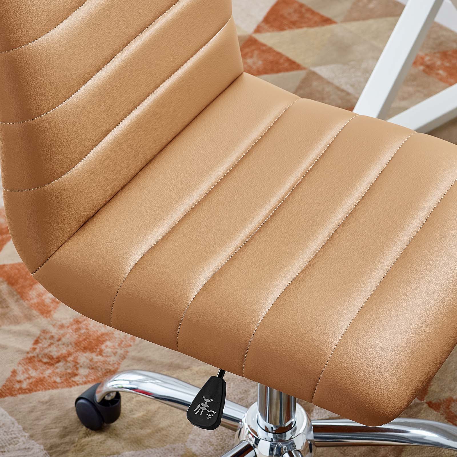 Modway Task Chairs - Ripple Armless Mid Back Vinyl Office Chair Tan