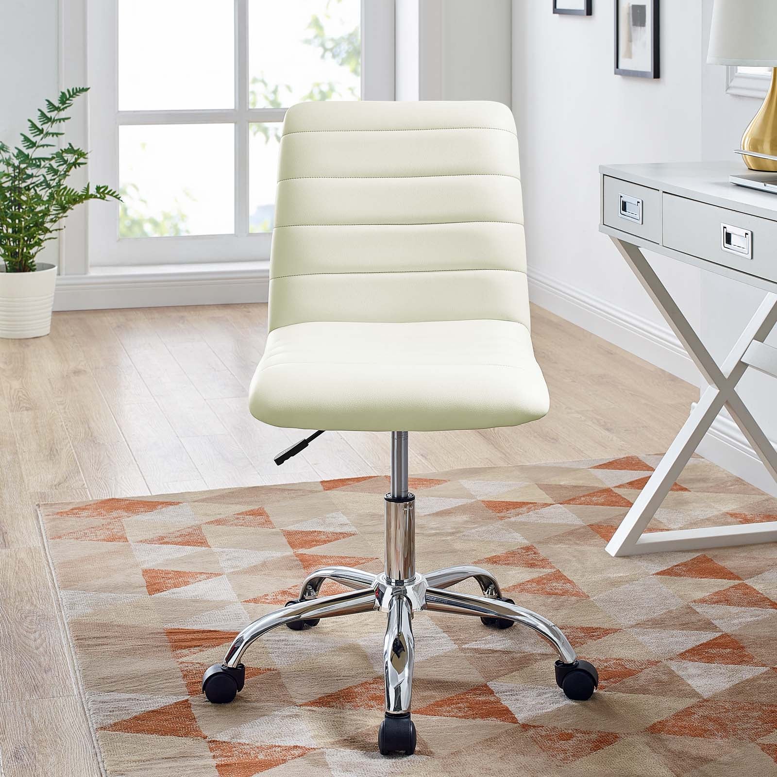 White mid back online office chair