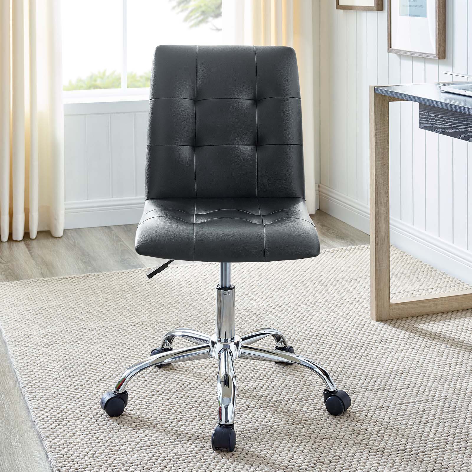 Black armless on sale desk chair