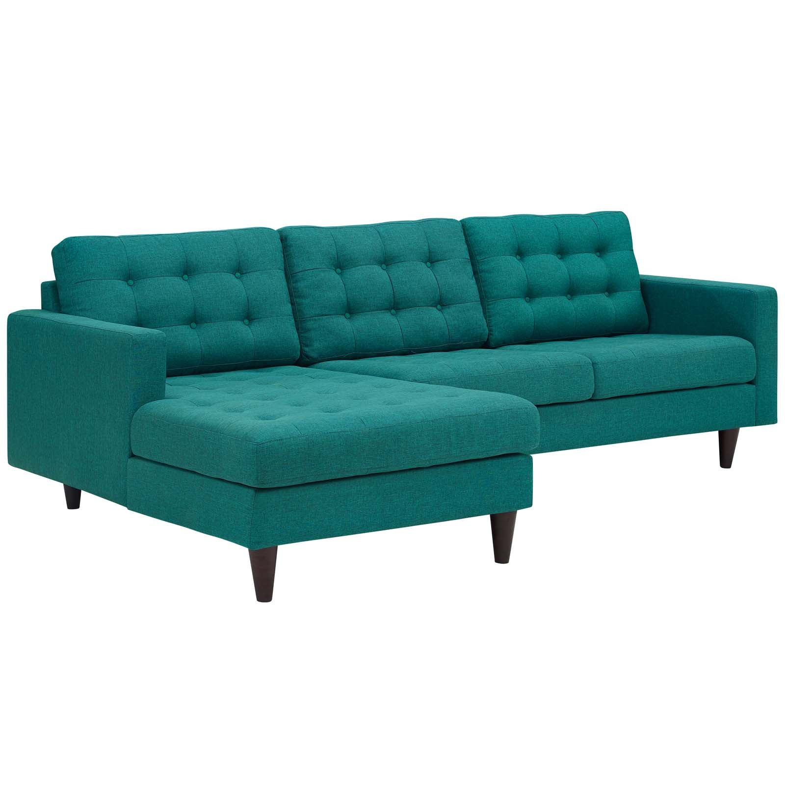 Modway Sectional Sofas - Empress Left-Extended Upholstered Fabric Sectional Sofa Teal