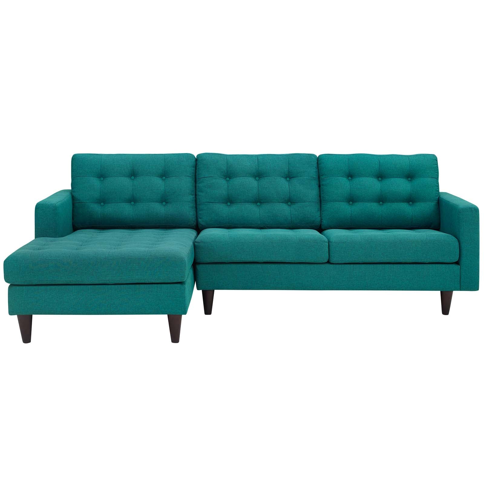 Modway Sectional Sofas - Empress Left-Extended Upholstered Fabric Sectional Sofa Teal