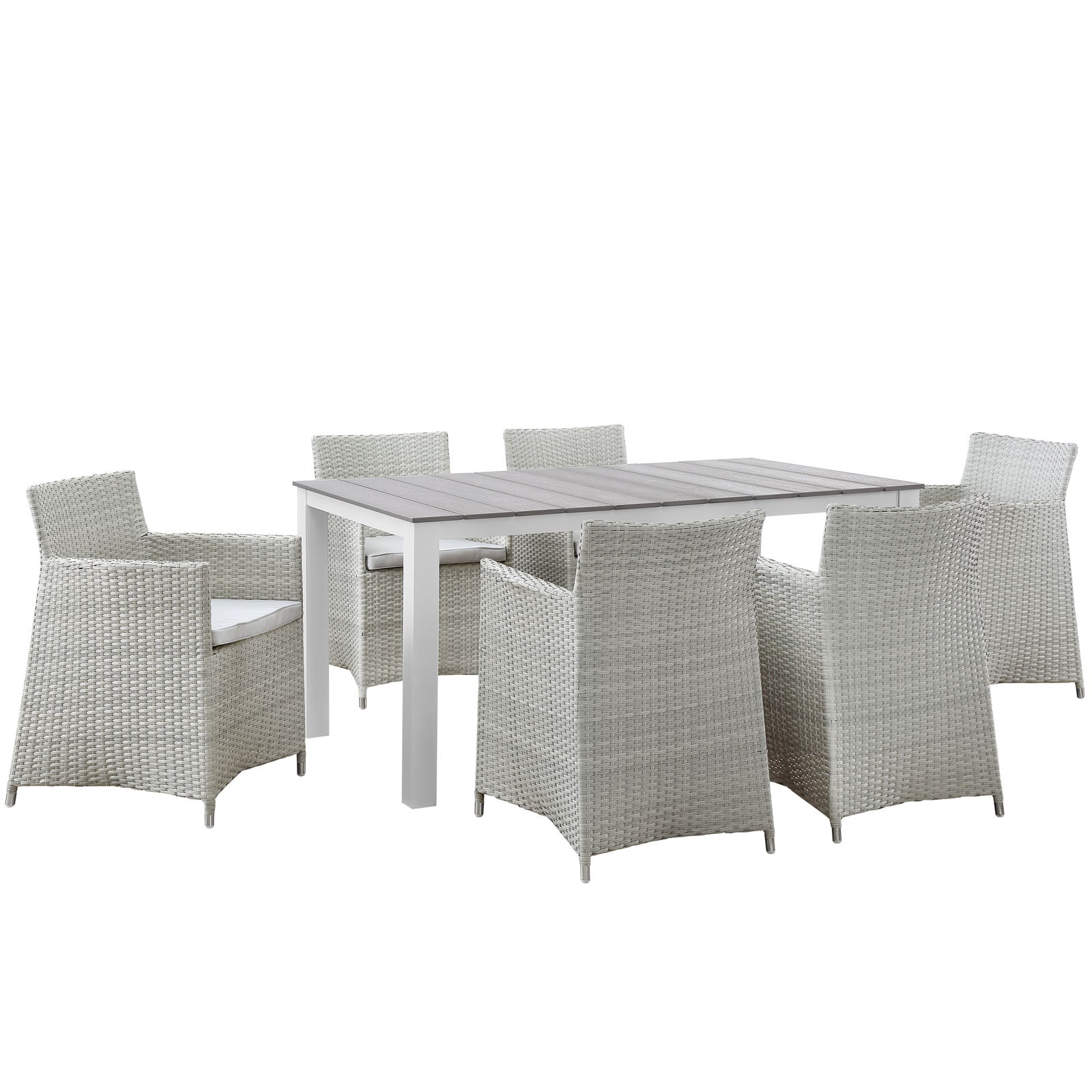 Modway Outdoor Dining Sets - Junction 7 Piece Outdoor Patio White & Gray Dining Set