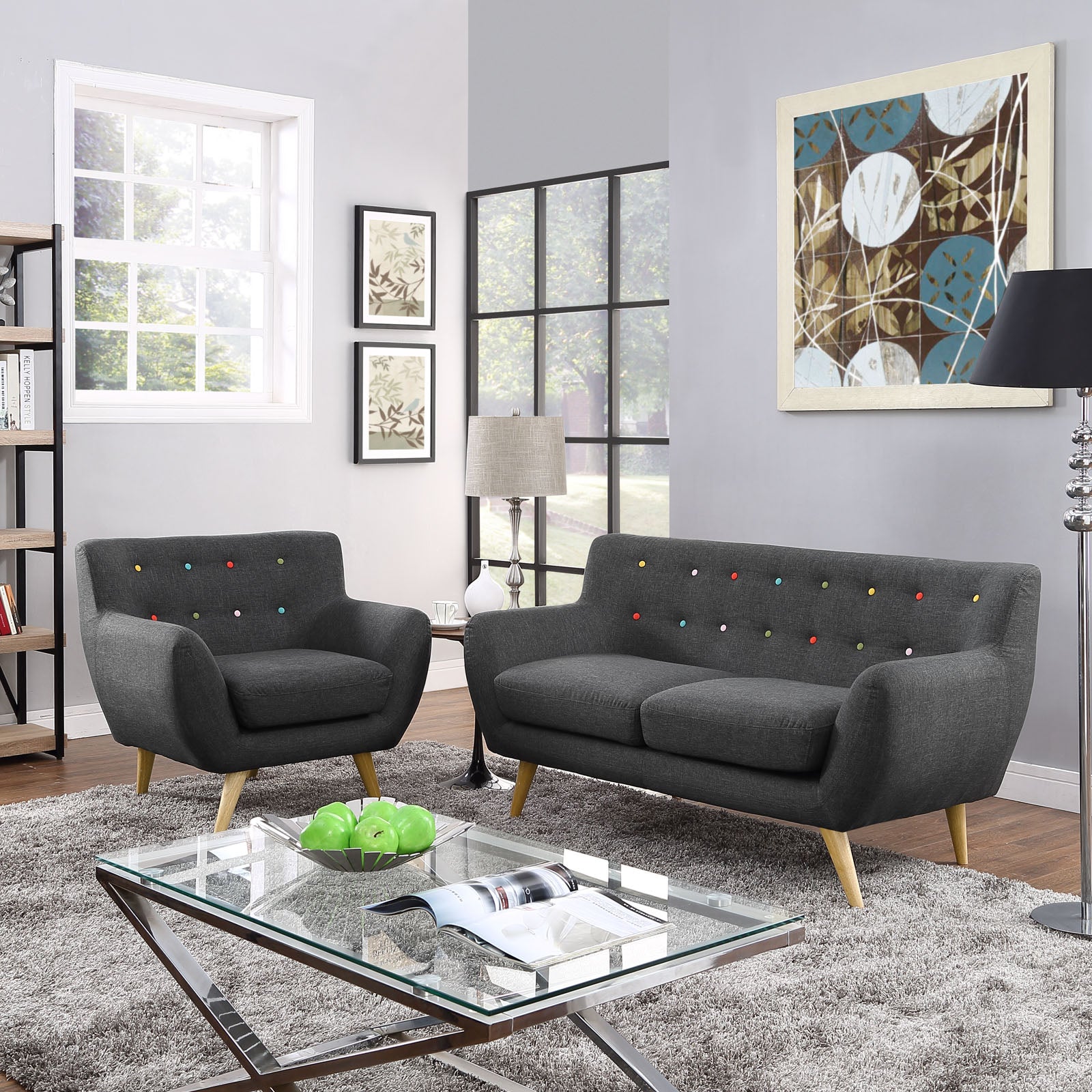 Modway Living Room Sets - 96" Remark 2 Piece Living Room Set Gray