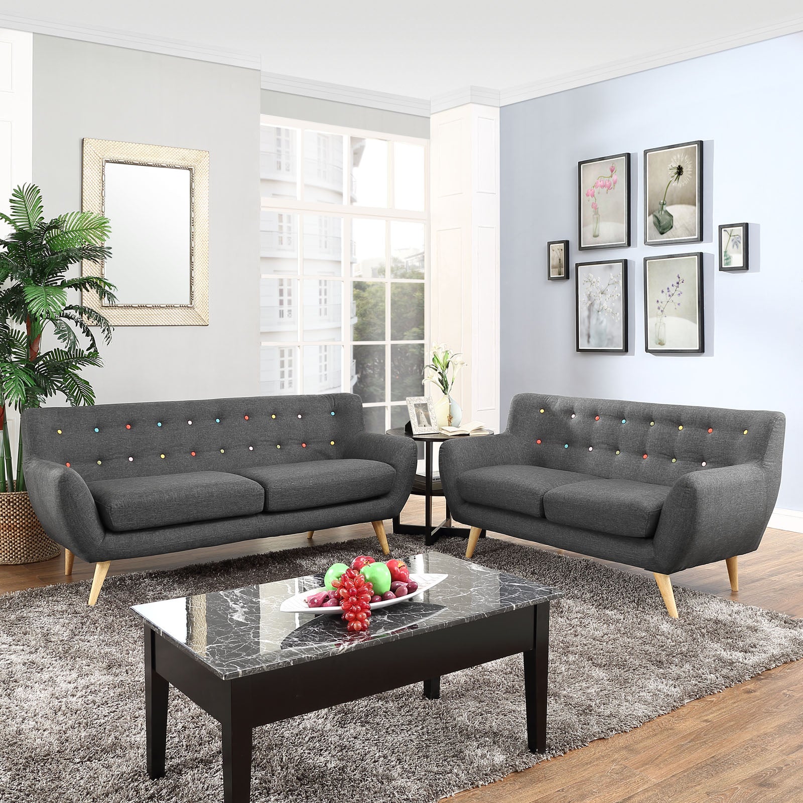 Modway Living Room Sets - 135.5" Remark 2 Piece Living Room Set Gray