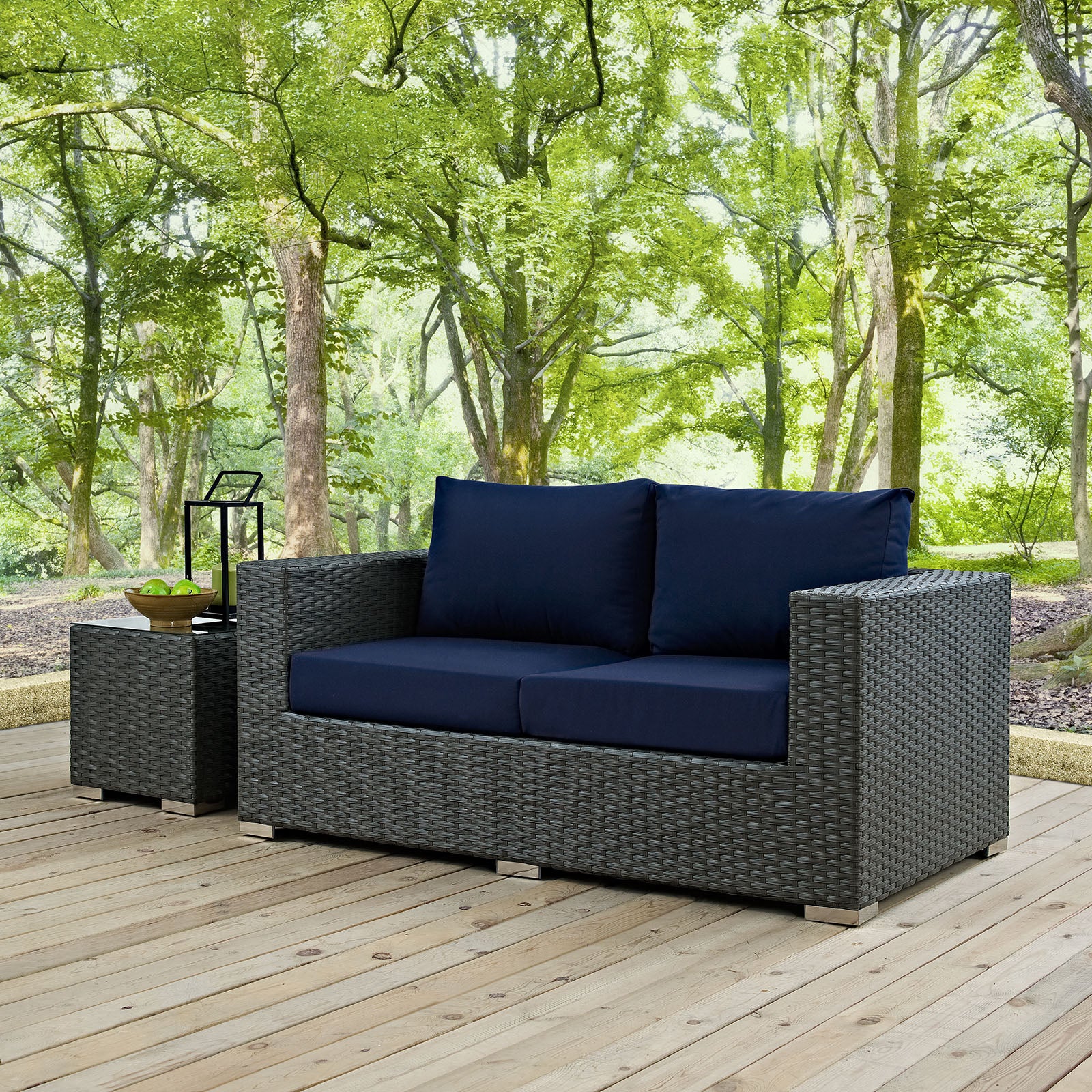 Modway Outdoor Sofas - Sojourn Outdoor Patio Sunbrella Loveseat Canvas Navy