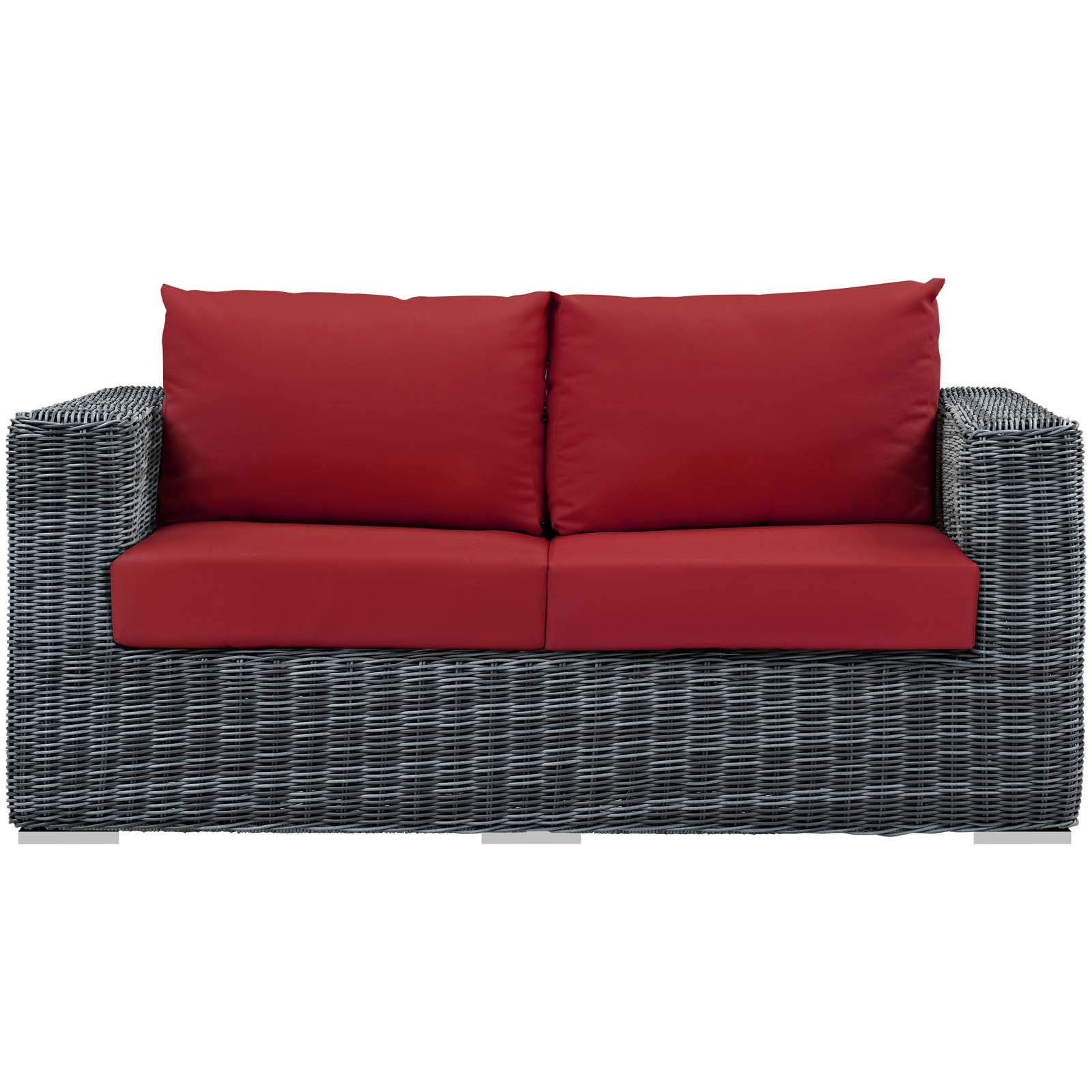 Modway Outdoor Sofas - Summon Outdoor Patio Sunbrella Loveseat Canvas Red