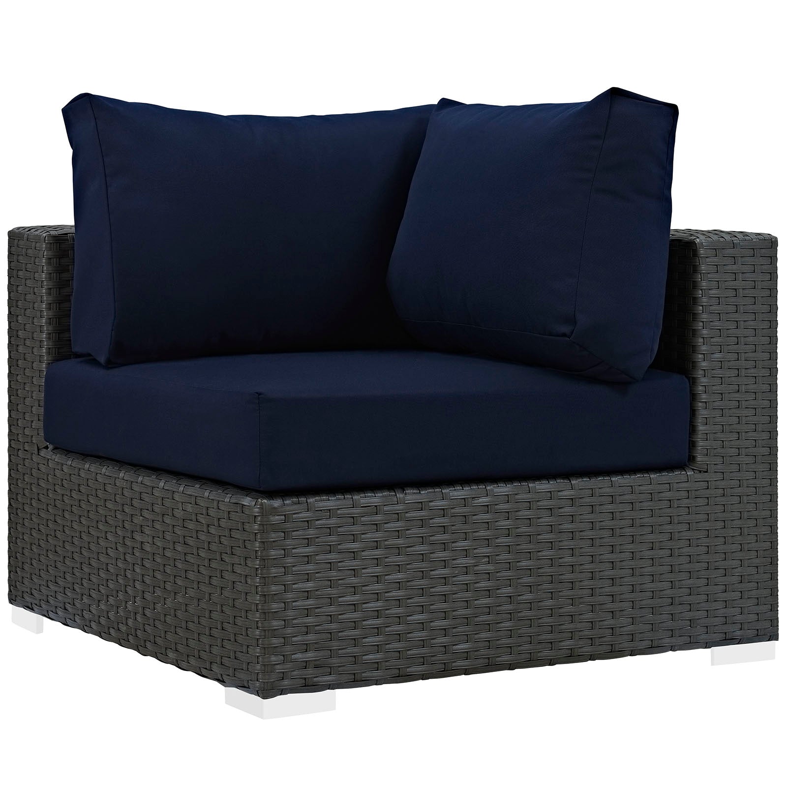 Modway Outdoor Conversation Sets - Sojourn 5 Piece Outdoor Patio Sunbrella Sectional Set Navy