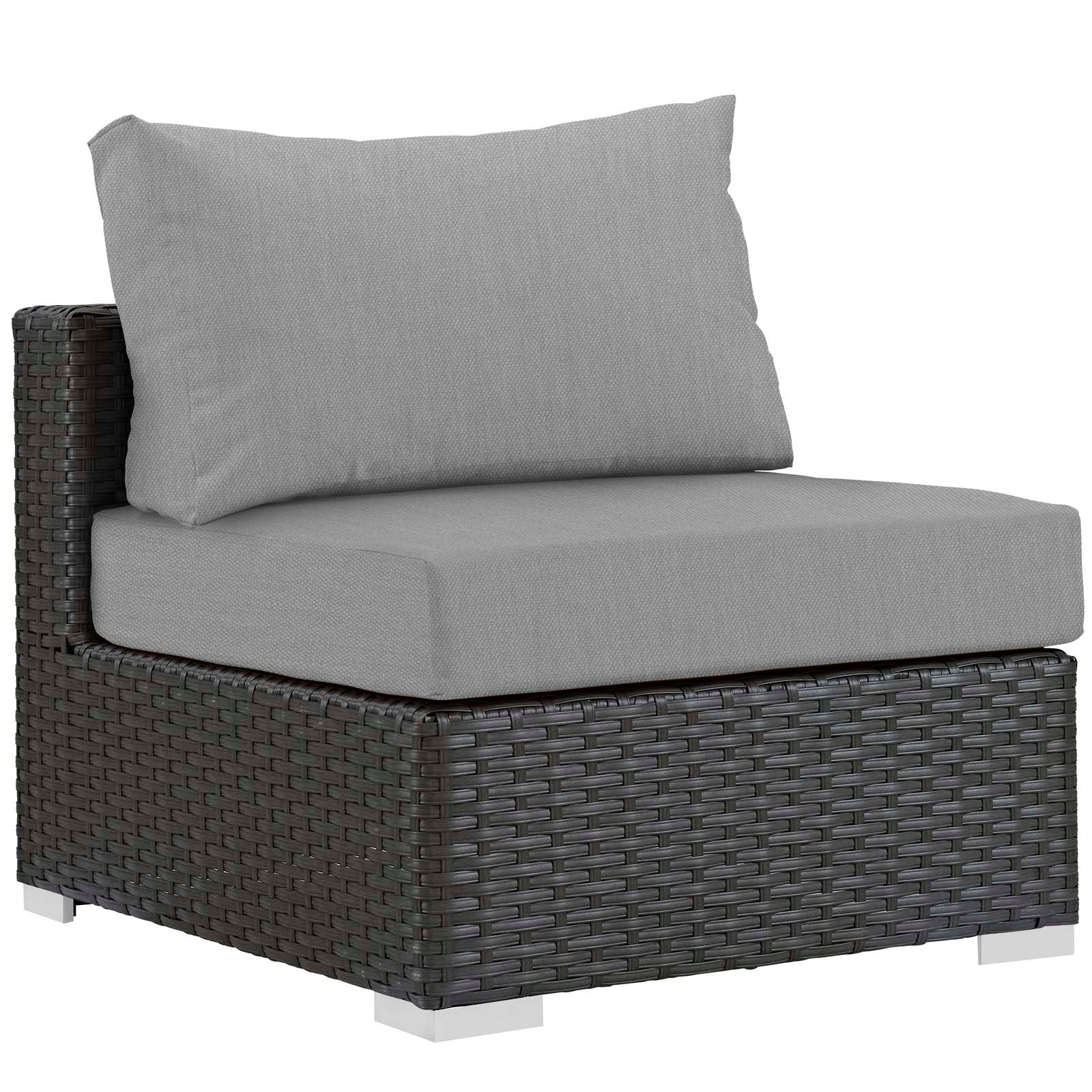 Modway Outdoor Conversation Sets - Sojourn 7 Piece Outdoor Patio Sunbrella Sectional Set Gray