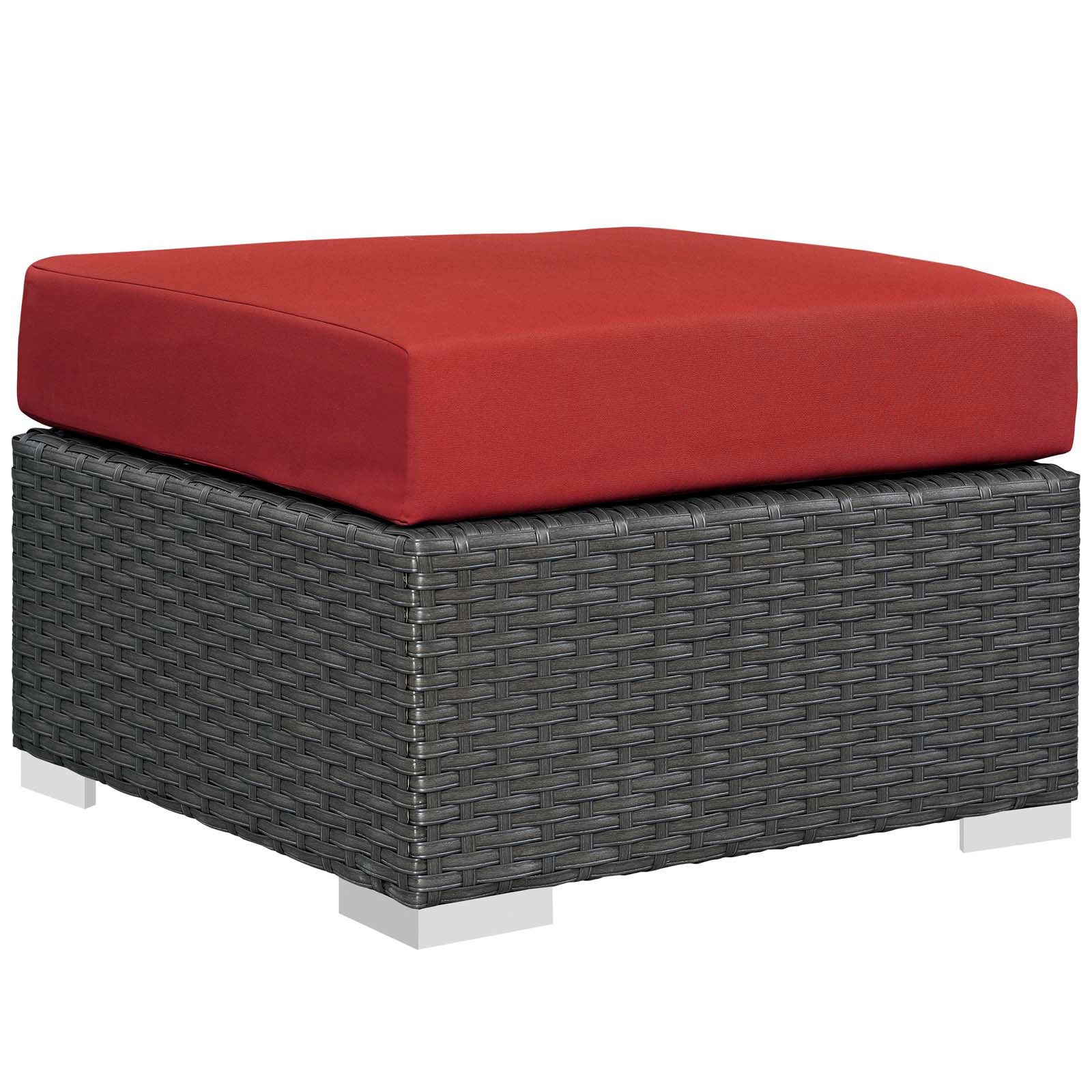 Modway Outdoor Conversation Sets - Sojourn 5 Piece Outdoor Sunbrella Sectional Set Canvas Red