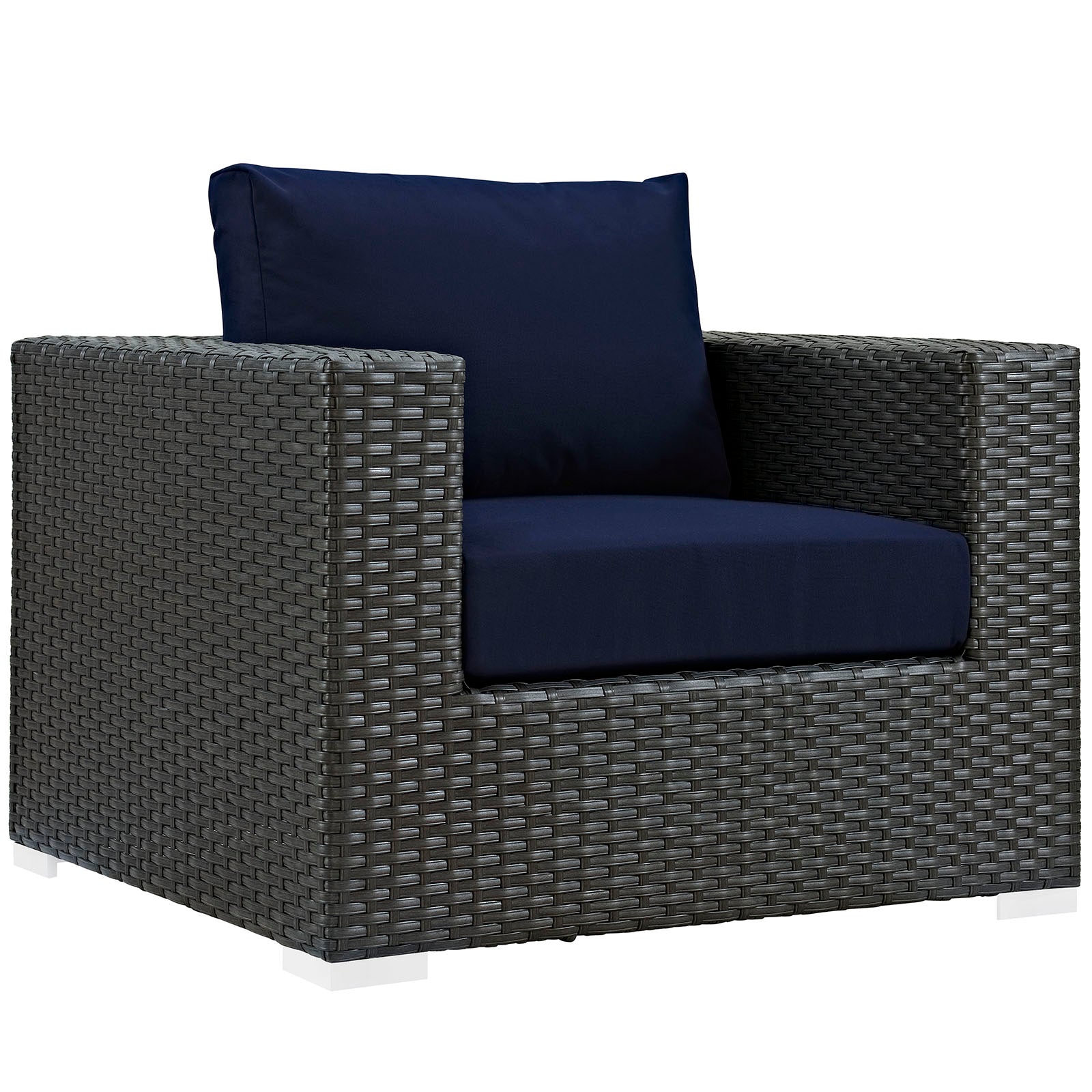 Modway Outdoor Conversation Sets - Sojourn 3 Piece Outdoor Patio Sunbrella Sectional Set Canvas Navy